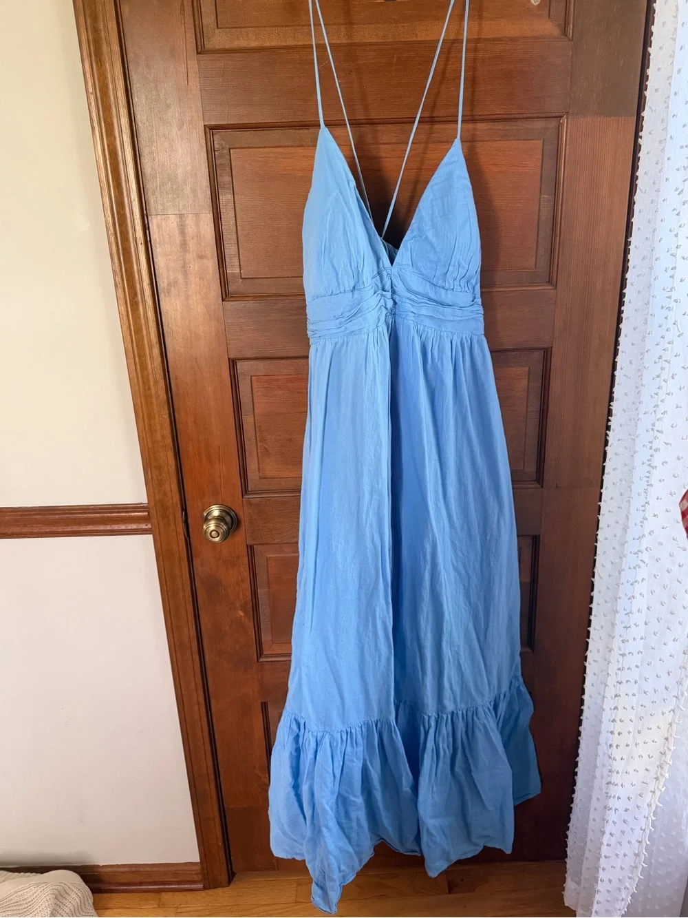 ABERCROMBIE & FITCH BRA FREE FLOWY TIE BACK MAXI DRESS
